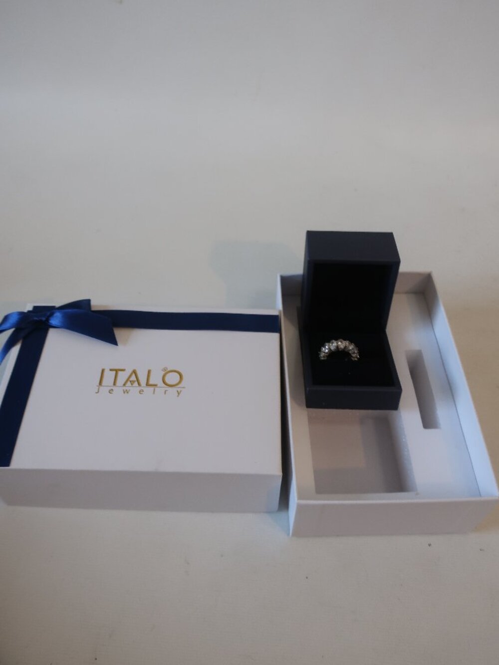 NIB Womens Italo 925 Sterling Silver Oval Cut Simulated Diamond Eternity Ring 6